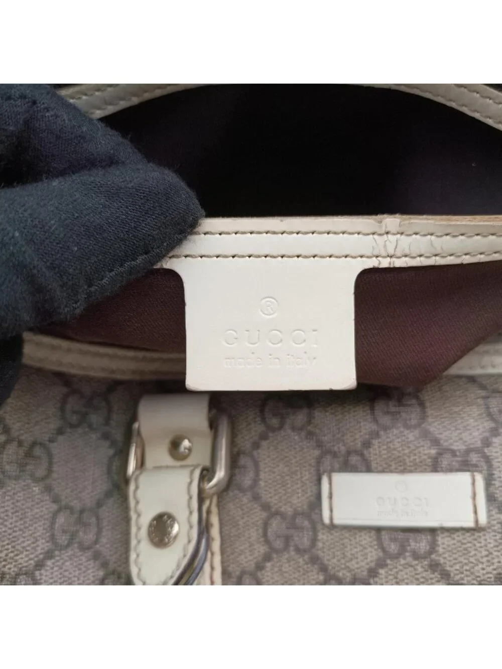 Gucci GG Plus Joy Supreme Beige White Leather Handbag